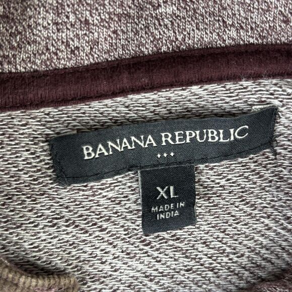Banana Republic Sweater Mens XL Burgundy Heather Mock Neck Button Henley Pocket - Picture 6 of 11